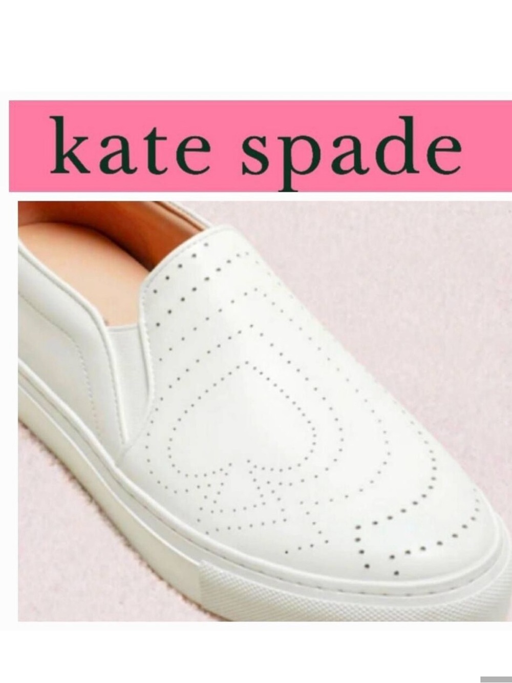kate spade NY Azores White Perforated Leather Slip-On Loafers  a "6" best R $160
